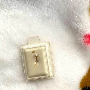 14k solid gold nose ring with cubic zirconia stone